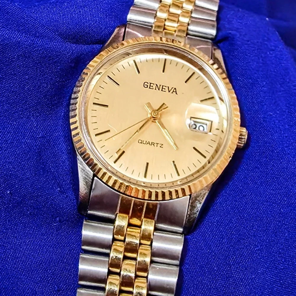 Geneva Vintage Classic 2 Tone Quartz Mens Watch